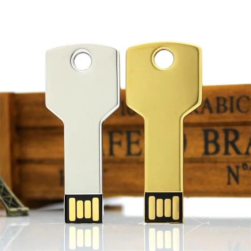 USB флеш-накопитель 32 ГБ в форме ключа, usb накопитель 2,0 128 Гб 64 ГБ, металлический золотой флеш-накопитель 16 ГБ, карта памяти 8 ГБ 4 ГБ, бесплатный логотип на заказ