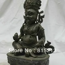 Китай Старый Тибетский Буддизм Храм Бронзовая статуя Желтый Dzambala Будда