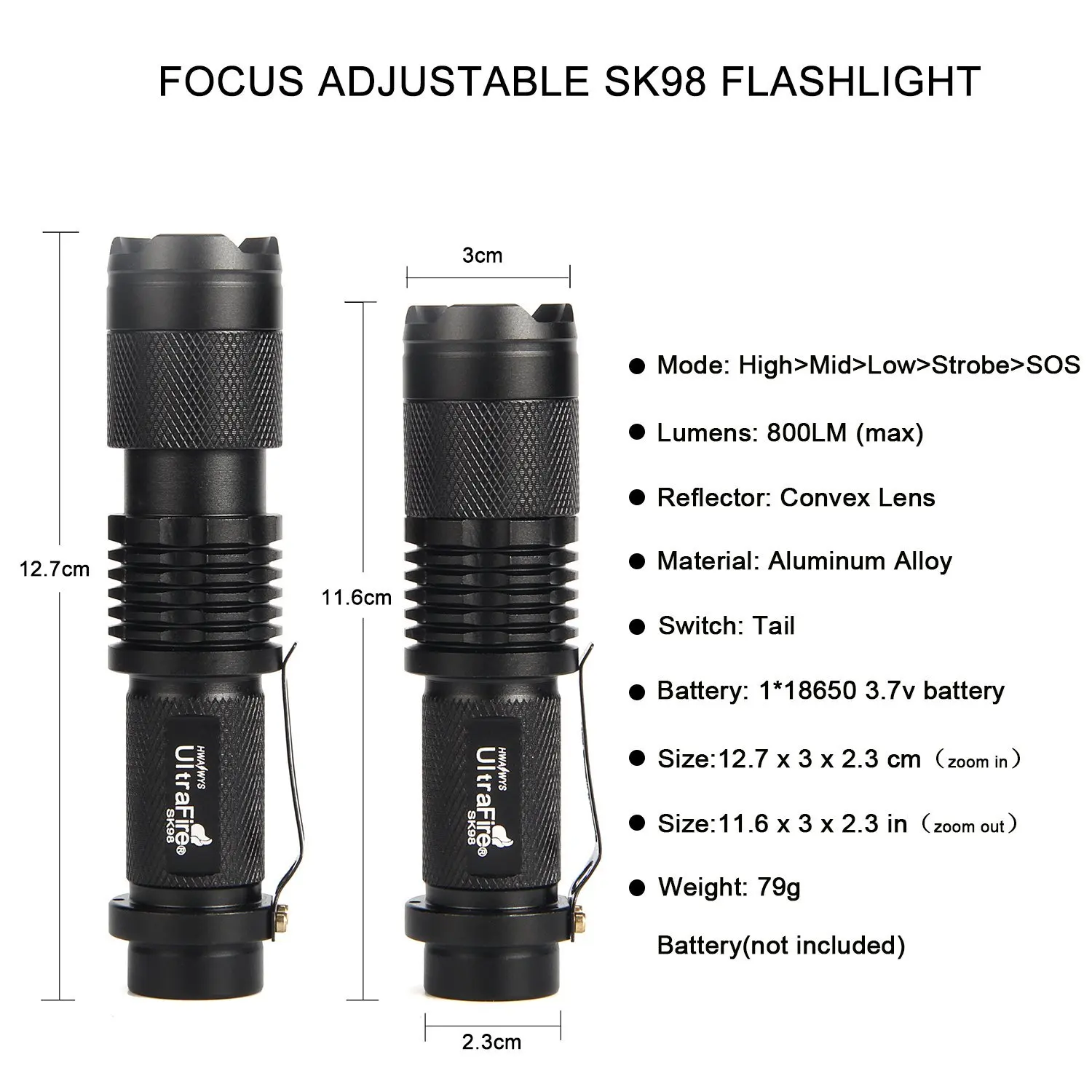 Ultrafire SK98 CREE XM-L2 transmitter luz bulb 1000 lumens tactics 18650 flashlight torch lantern hunting aluminum Led linterna