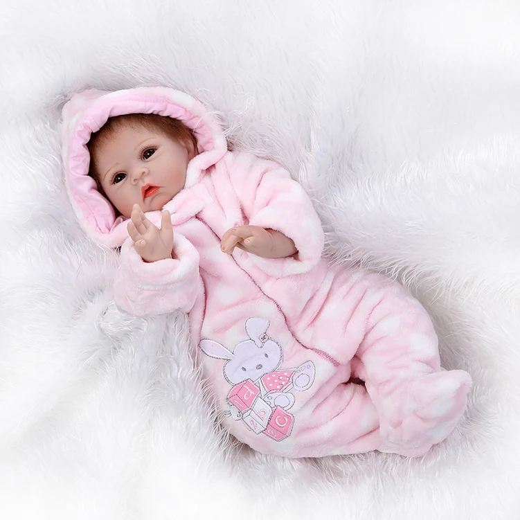 55cm Reborn Doll Silicone Reborn Handmade Realistic Baby Girls Dolls 22 Inch Vinyl Bebe Winter Clothes Reborn Babe Toys Boencas