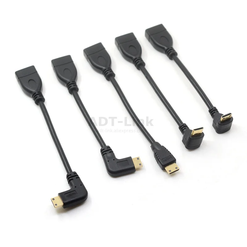 Переходник с прямым углом 90 градусов Mini HDMI Male-HDMI Female конвертер Кабельный адаптер-переходник разъем для телевидения высокой четкости