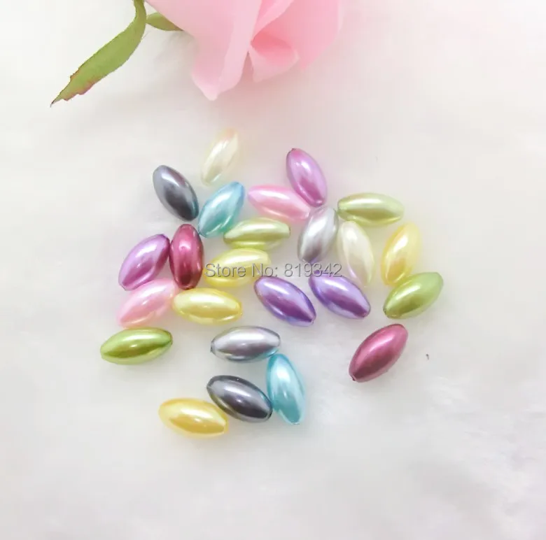 

Free shipping-300PCs Random Mixed Pearl Imitation Acrylic Oval Shape Beads 14x7mm D2633