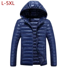 L-5XL Для мужчин больших размеров хлопковый ватник теплая хлопковая куртка осень-зима мужской классический Теплая Верхняя одежда, парки Плюс Размеры пальто с капюшоном CF09