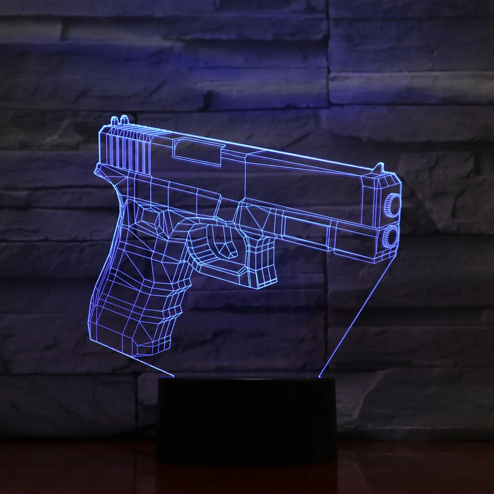 LED 7 Color changing 3D Visual Table Lamp Household Lights Baby Nightlight Methacrylate plate Crafts Touch Switch Lumineuse | Лампы и