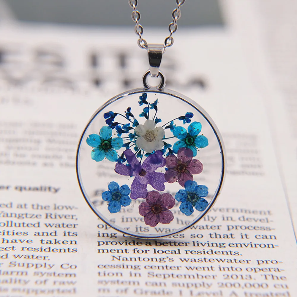 Resin epoxy floral dark academia literary pendant for necklace-Leather whip and steel chain