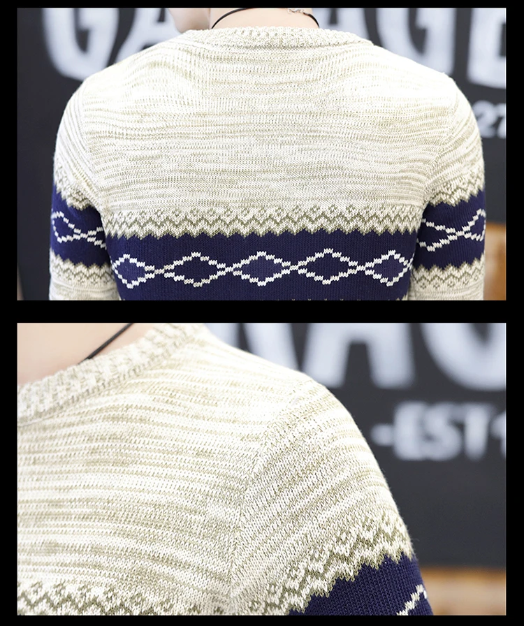 Осенний мужской стрейчевый тонкий свитер с круглым вырезом, стильный свитер в полоску с принтом, Молодежный джемпер S-3XL