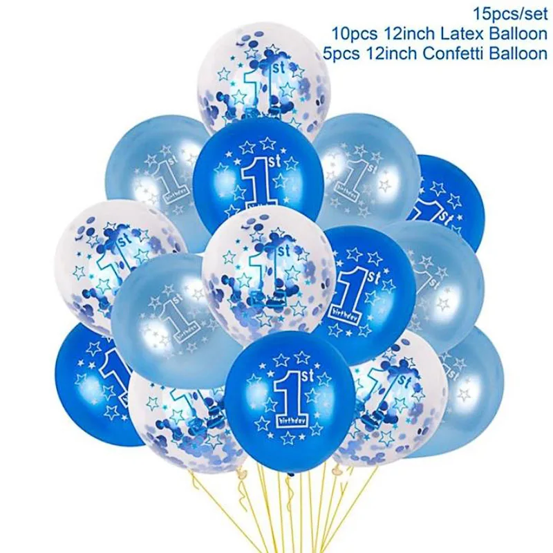 1 St шарики ко дню рождения воздуха 2, 1, 2 года, первый День рождения праздничные украшения: воздушные шары латексные детские, пожалуйста, душ для малышей - Цвет: set