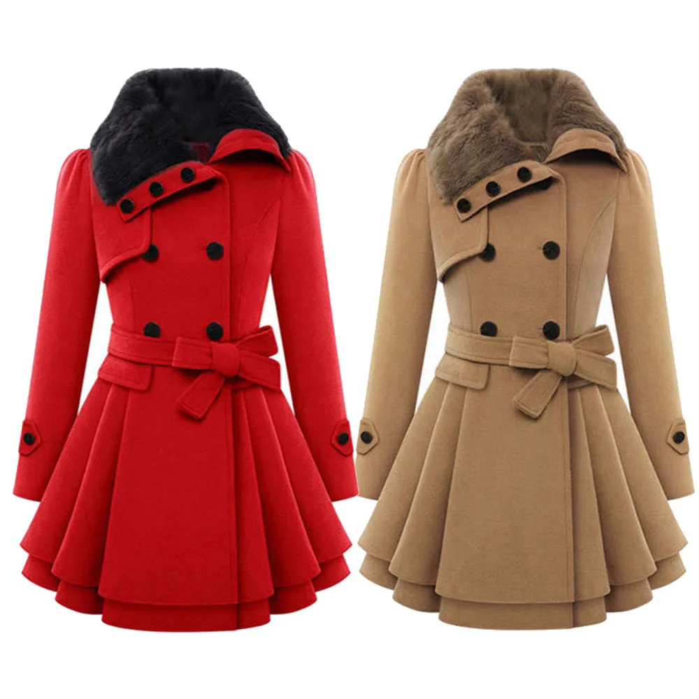 Buy 2017Women Trench Thick Wool Coat Fashion Slim
