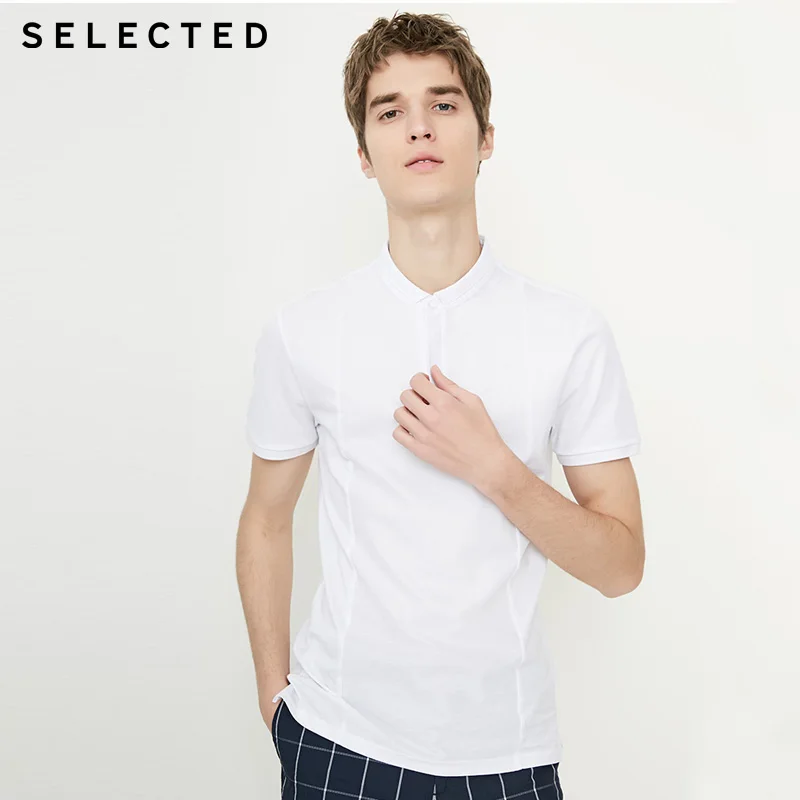 

SELECTED 2019 Spring & Summer Men T Shirt Fashion Casual Tops 100% Cotton Solid Short-sleeved T-shirt Men | 41823Z520