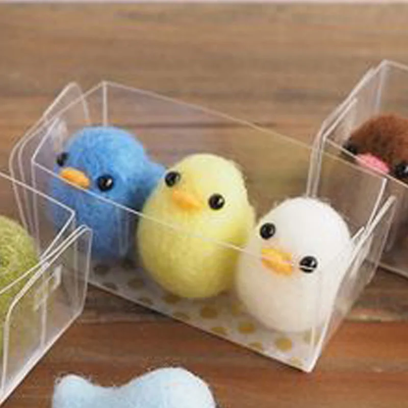 Non-Finished Cartoon Cute Lovely 3 pcs Chick Wool Needle Felting Toy Doll Wool Felt Poked Needle Kit DIY Package Non-Finished