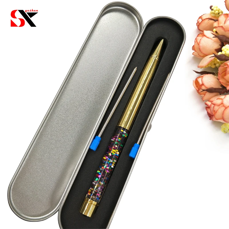 Creatively Luxury Ballpoint pen with gift box flow oil crystal Gold foil Metal Copper colorful high-grade gold powder pen Office frontier cinnamon powder korintje a grade 3% oil 16 ounce bags