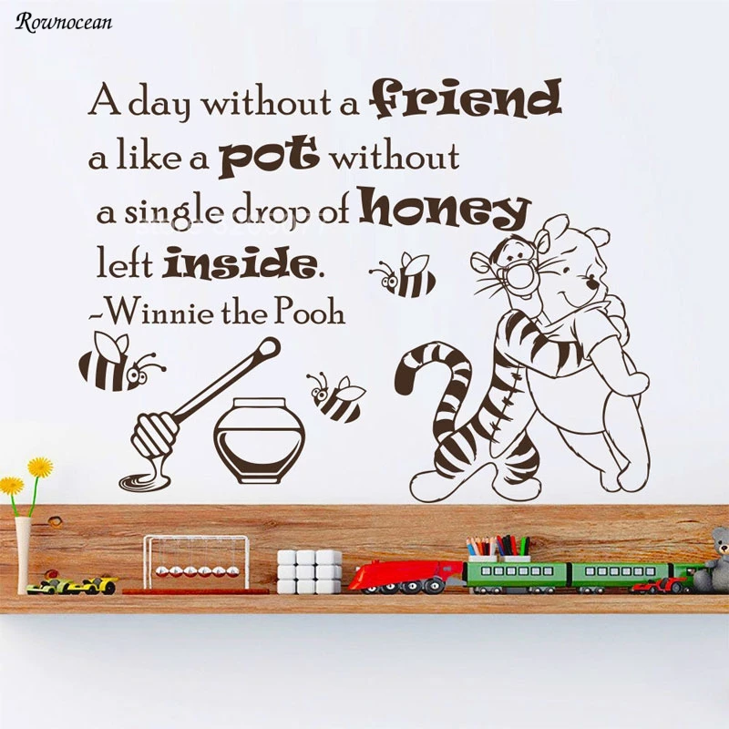 Winnie the Pooh Quote Wall Vinyl Decal Sticker a day without friend