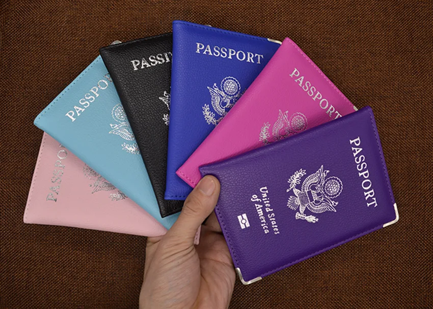أغطية جواز السفر الجلدية للنساء والفتيات ، واقيات جواز السفر الأمريكية  والولايات المتحدة الأمريكية - AliExpress