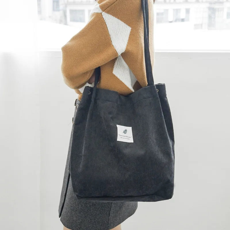 Women Canvas Tote Bag 2019 Corduroy Shopping Female Eco Cloth Handbag Big Women Folding Shoulder Reusable Foldable Shopper Bags Women Canvas Tote Bag 2019 Corduroy Shopping Female Eco Cloth Handbag Big Women Folding Shoulder Reusable Foldable Shopper Bags