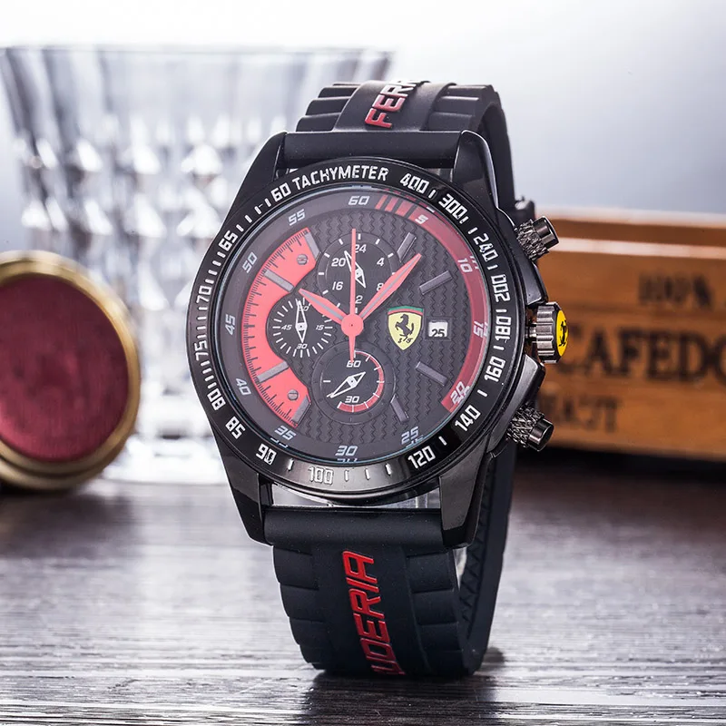 

2019 Luxury Brand for Ferrary Men Silicone Strap Watches Fashion Sports Casual Quartz Wristwatch Relogio Masculino Reloj Hombre
