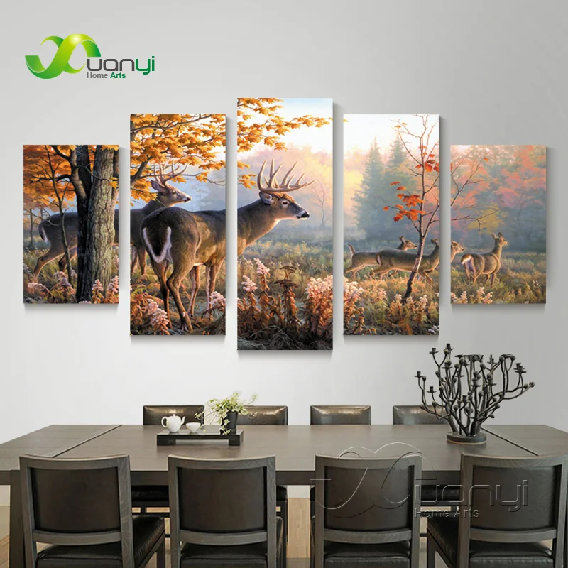 5 Piece Canvas Wall Art Deer Animal Pictures HD Printed Wall Picture