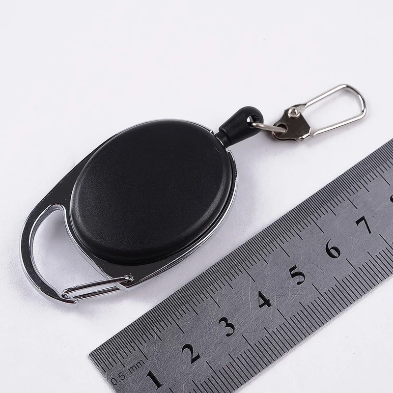

Mini Outdoor Tools Retractable Keychain Black Anti-Lost Keychain Buckle Recoil Ring Pull Clip Keyring Outdoor Wire Rope keychain