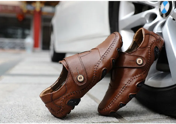 Ручной работы пояса из натуральной кожи для мужчин's туфли без каблуков повседневное Элитный бренд мужские лоферы удобные мягкая обувь для