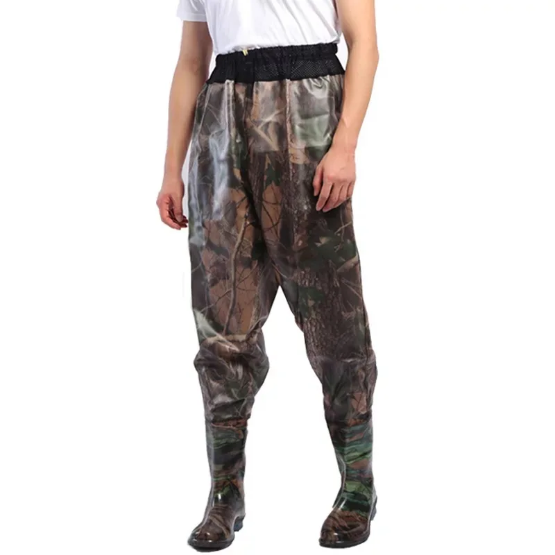 

High-Jump Tactical Camo Fishing Waders Pant Waterproof Anti Electric Fishing Boots Soft Bottom Leather Shoes Waders for Fishing