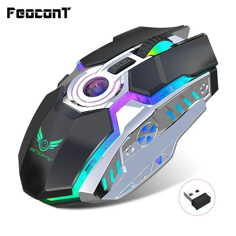 

2.4Ghz Wireless Mouse Rechargeable Led Optical Computer Mice Ergonomic ABS Material 2400DPI 7 Buttons For Laptop Computer