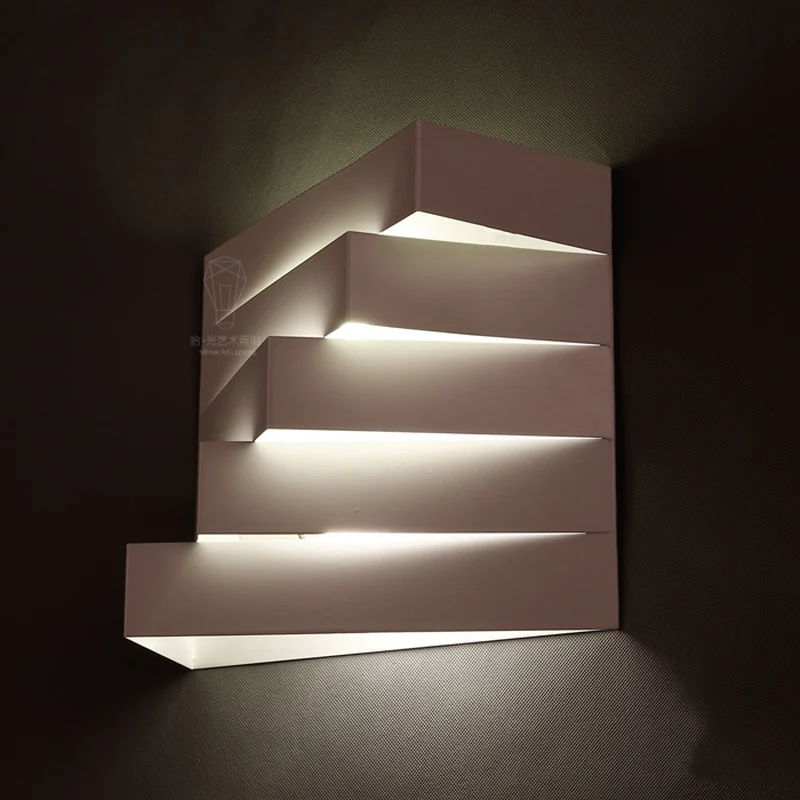 

Nordic Geometry Minimalist Led Wall Saconces White Iron Art Bedroom Bathroom Living Room Dining Room Lighting Stairs Wall Lamp