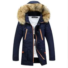 Зимняя мужская куртка, брендовая Повседневная теплая парка, Мужская модная куртка со съемным меховым капюшоном, уплотненная Мужская куртка, верхняя одежда, размер S-3XL