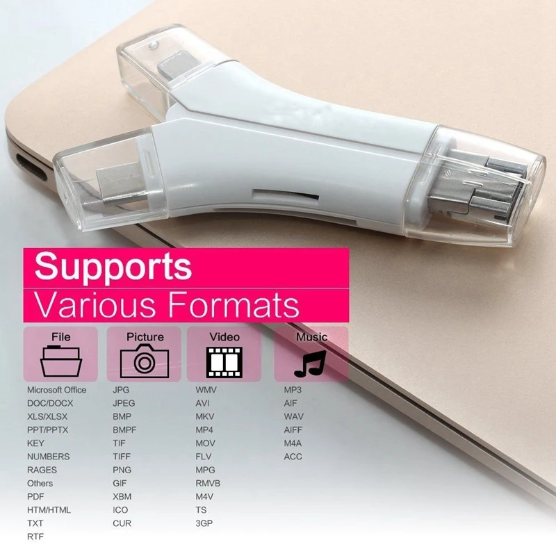 4 в 1 I флеш накопитель Usb Micro Sd и Tf кардридер адаптер для Iphone 5 6 7 8 Ipad Macbook Android
