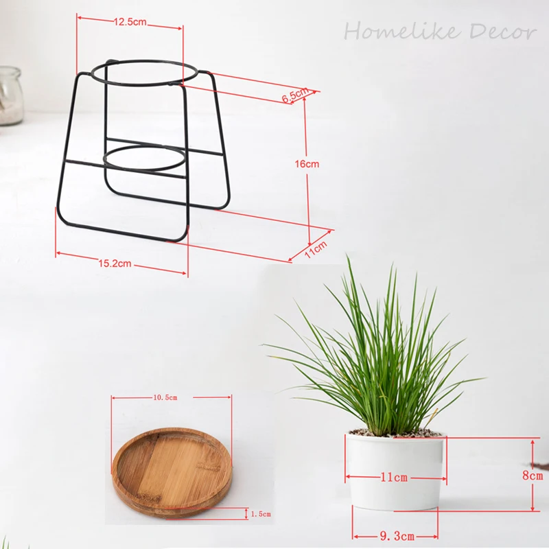 Минималистичные керамические цветочные горшки белые черные горшки для влагозапасающего растения с бамбуковой подставкой железная металлическая настенная полка домашний декор Сказочный Сад