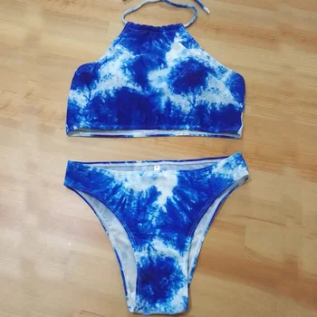 

Hot Sale Beachwear Retro Denim Bikini Summer Style Brazilian Sexy Swimsuit Women Halter Push Up Bikini 2015 Biquini