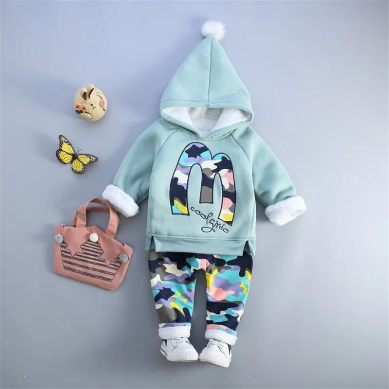 

BibiCola autumn winter boys girls clothing sets casual hooded sweat shirts toddlers clothes cartoon camo pants fashion outfits