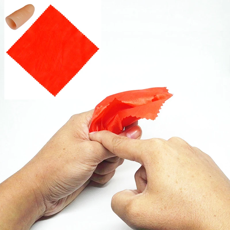 

Magic Trick Props Vanish Appearing Plastic Finger Thumb Tip + Red Silk Scarf Disappear Tricks Stage Perfrom Magic Props Toys