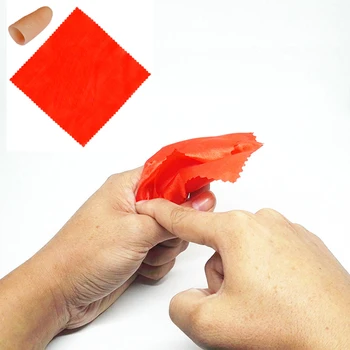 

New Magic Trick Props Vanish Appearing Plastic Finger Thumb Tip + Red Silk Scarf Disappear Tricks Stage Perfrom Props
