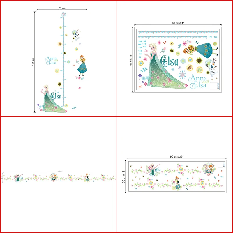 Мультфильм Эльза Анна Принцесса наклейки на стену для девочек комнаты украшения дома DIY фотообои с героями аниме искусство Замороженный фильм плакат детские наклейки на стену