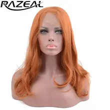 Razeal натуральный коричневый Цвет длинные волнистые синтетические Синтетические волосы на кружеве парики термостойкого волокна с л часть