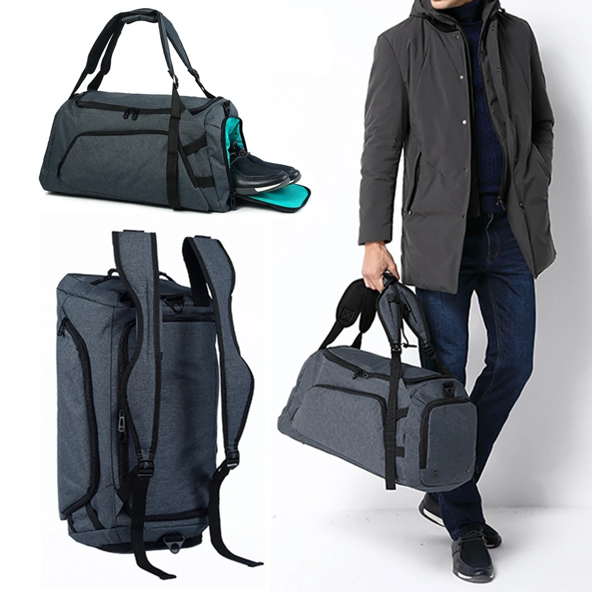 

Men Travel Bag With Shoes Pockets For Weekend Fitness Luggage Duffel Totes Women Carry On Large Backpacks Waterproof Handbags