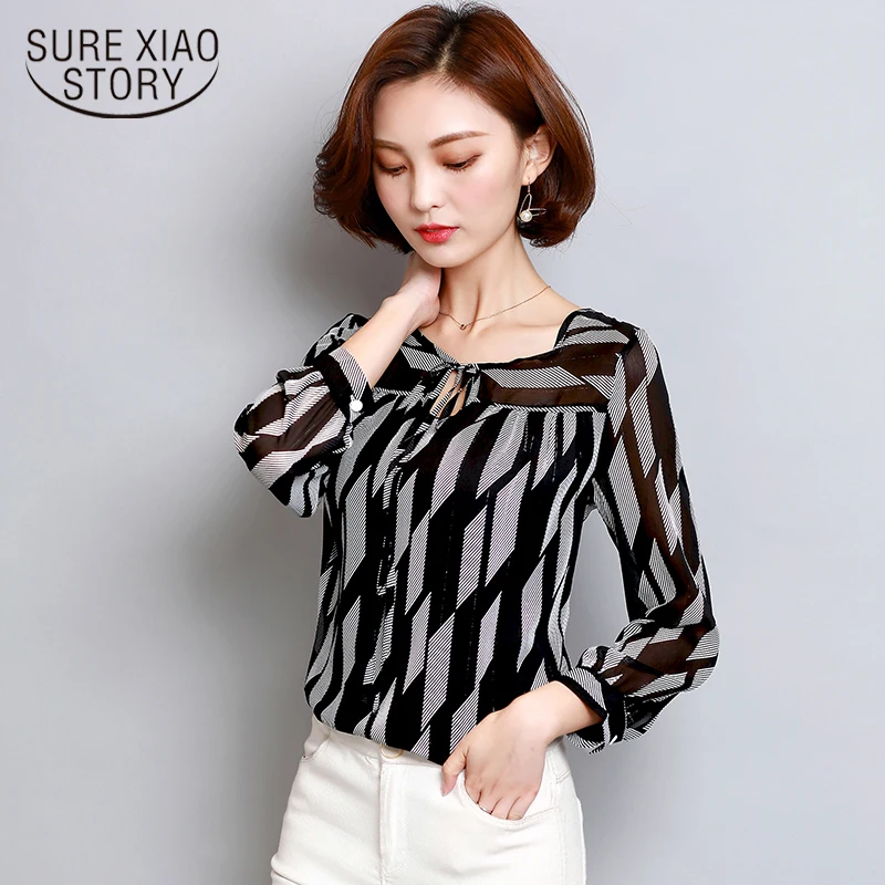 

new arrived 2019 spring blouse women shirt female all-match butterfly Chiffon thin fashion casual shirt D400 30