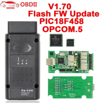 

OP COM V1.70 2014V For Opel With PIC18F458 + FTDI FT232RQ can be flash update Opcom OBDII OBD2 Diagnostic Scanner Cable OPCOM