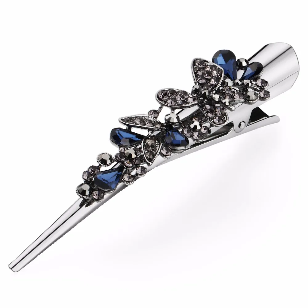 

Butterfly Hair Clips for Women Crystal Headwear Long Beak Clips Rhinestone Alligator Hairpins Ladies Hair Accessories HC025