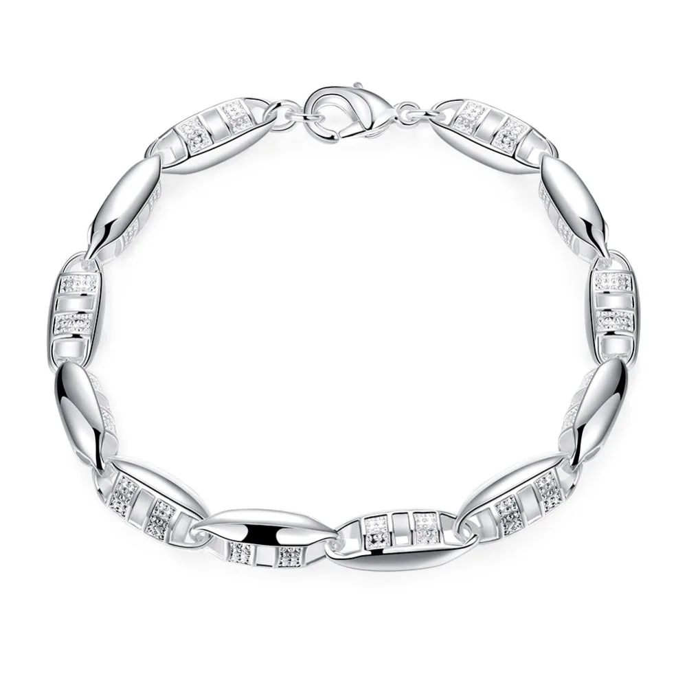 Список 925 Серебряный Простой Благородный твердый неправильный овал полые цепи дамы браслет оптом юбилей