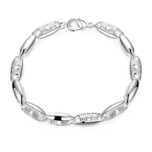 Список 925 Серебряный Простой Благородный твердый неправильный овал полые цепи дамы браслет оптом юбилей