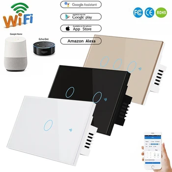 

US Standard WiFi Smart Switch Wireless Remote Control Light Home Automation Work with Alexa Google Home for Light Curtain Fan