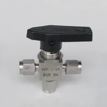 1/8 ''компрессионный мини шаровой клапан, 3-Way, SS304 нержавеющая сталь