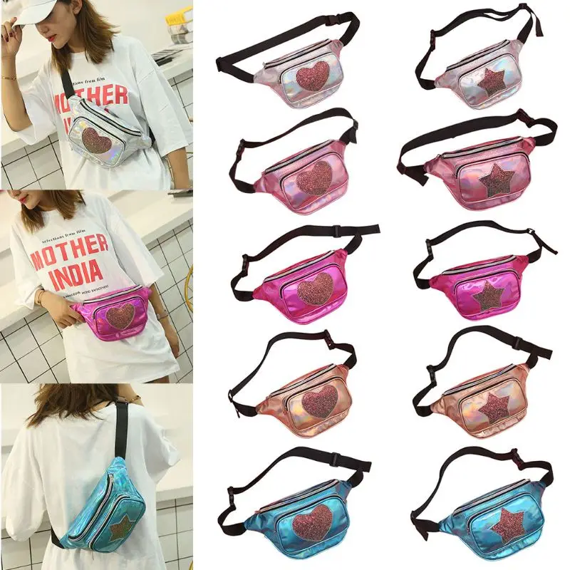 

Women Fashion Holographic Fanny Pack Phone Pouch Waist Bag Hip Purse Travel Bags