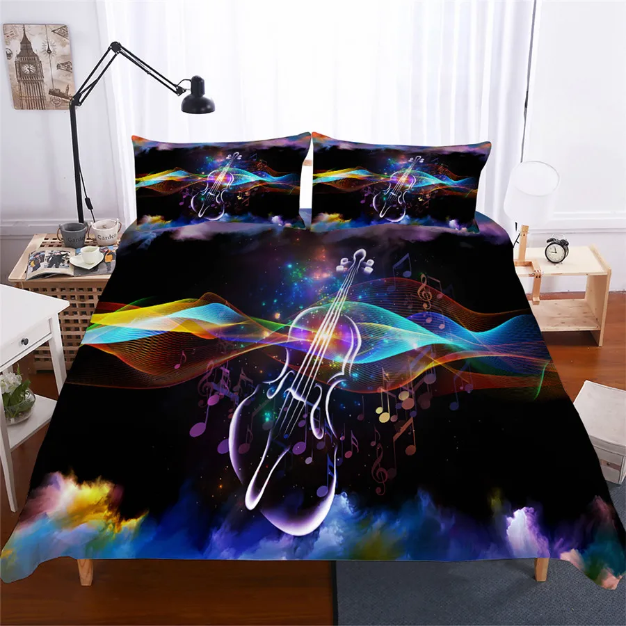 

Bedding Set 3D Printed Duvet Cover Bed Set Street Music Style Guitar Home Textiles for Adults Bedclothes with Pillowcase #JT01