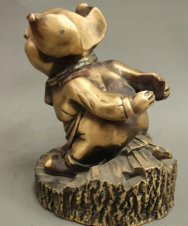 

S0833 Folk Chinese Bronze Happy Journey to the West Myth Zhu Bajie Pig God Statue discount 30% (C0324)