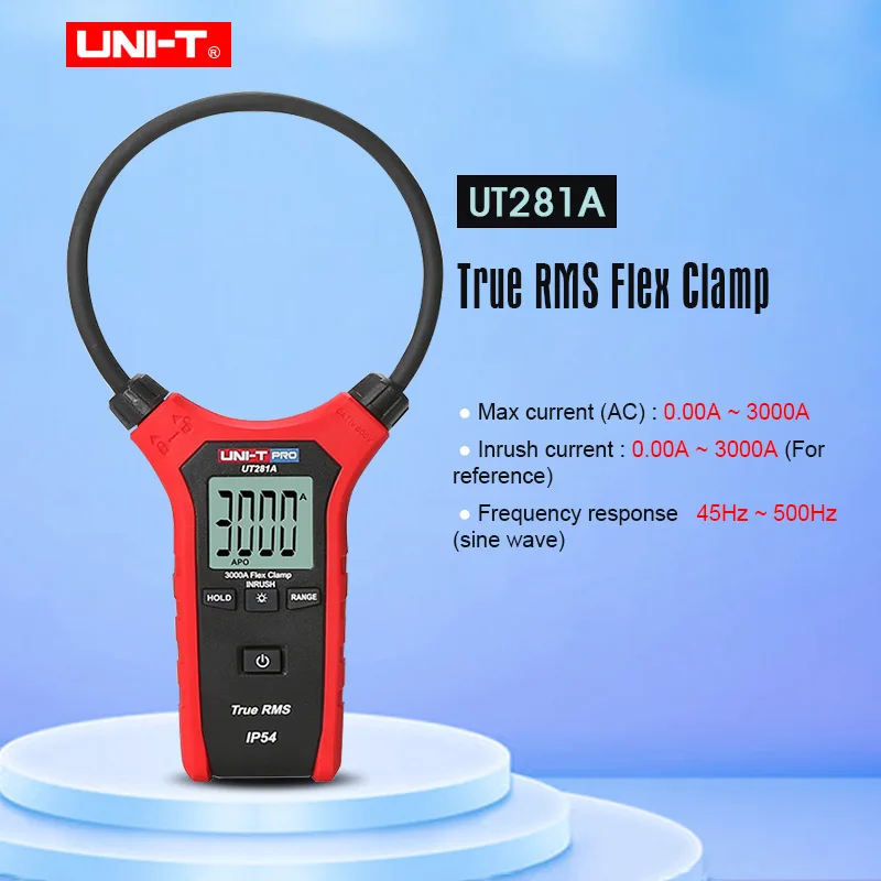 

Flexible Clamp Meter UN-T UT281A true rms clamp meter AC Current multimeter with Data Hold Backlight display