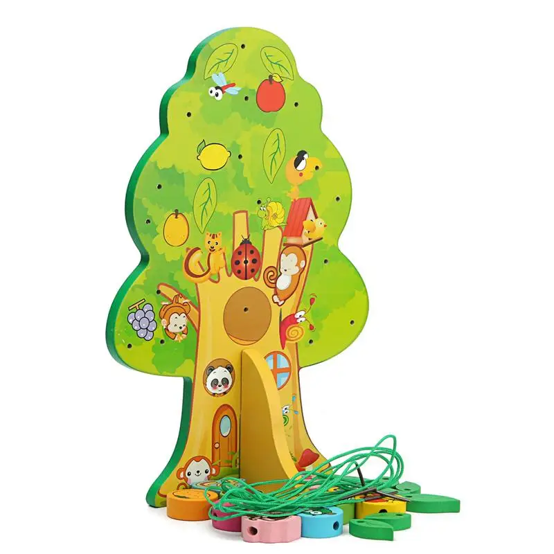 JIMITU 3D деревянная игрушка DIY животных фруктовое дерево дом Бисер для нанизывания подарок на день рождения ребенка Дети пользу Развивающие и