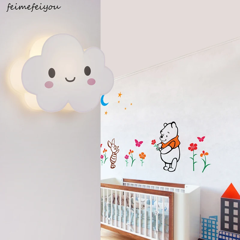 

LED Modern Wall Lamps Children Baby Kids Bedroom Bedside Lamp Cartoon clouds Shape 90-260V Originality Novelty Light
