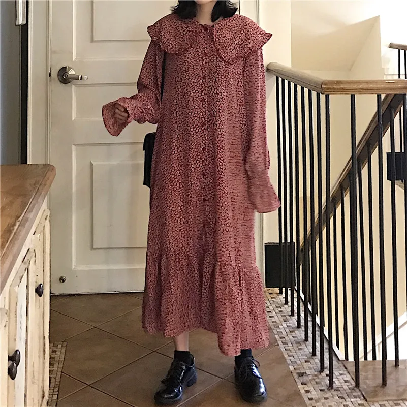 Floral Print Chiffon Dress for Women Vintage Long Sleeve Peter Pan Collar Loose Ruffle Hem Plus Size Maxi Long Party Beach Dress
Floral Print Chiffon Dress for Women Vintage Long Sleeve Peter Pan Collar Loose Ruffle Hem Plus Size Maxi Long Party Beach Dress