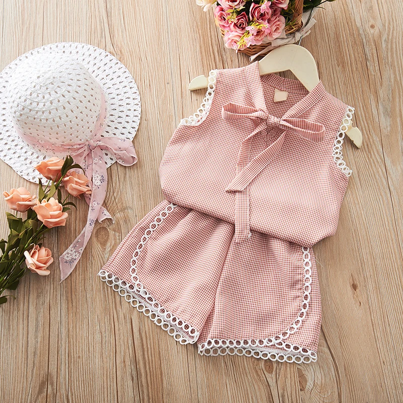 Off-Shoulder Summer Outfit Baby Girls' Casual Short Sleeve Top & Mini Skirt Set